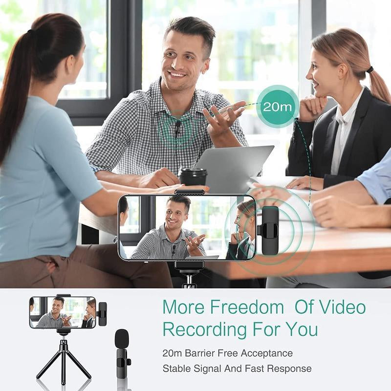 Wireless Lavalier Microphones for Iphone, Android Wireless Clip-On Microphones Professional Mic for Recording,Interview,Live Streaming,Plug-Play,Vlog Audio Usb Port for Smartphone Rechargeable Omnidirectional