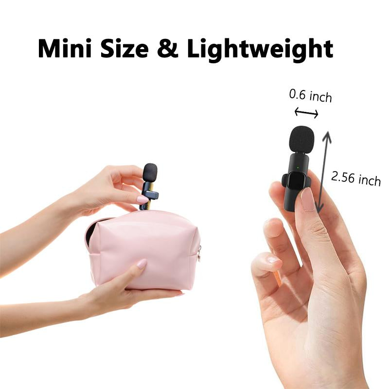 Wireless Lavalier Microphones for Iphone, Android Wireless Clip-On Microphones Professional Mic for Recording,Interview,Live Streaming,Plug-Play,Vlog Audio Usb Port for Smartphone Rechargeable Omnidirectional