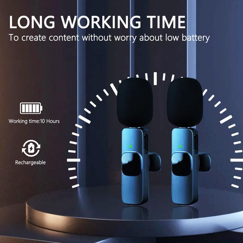 Wireless Lavalier Microphones for Iphone, Android Wireless Clip-On Microphones Professional Mic for Recording,Interview,Live Streaming,Plug-Play,Vlog Audio Usb Port for Smartphone Rechargeable Omnidirectional