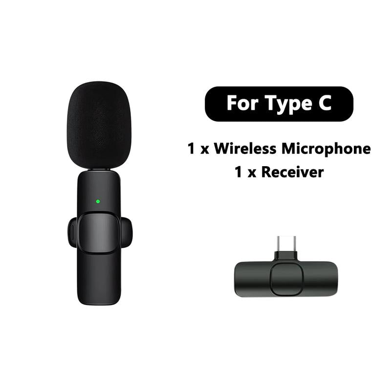 Wireless Lavalier Microphones for Iphone, Android Wireless Clip-On Microphones Professional Mic for Recording,Interview,Live Streaming,Plug-Play,Vlog Audio Usb Port for Smartphone Rechargeable Omnidirectional