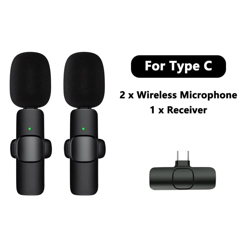 Wireless Lavalier Microphones for Iphone, Android Wireless Clip-On Microphones Professional Mic for Recording,Interview,Live Streaming,Plug-Play,Vlog Audio Usb Port for Smartphone Rechargeable Omnidirectional