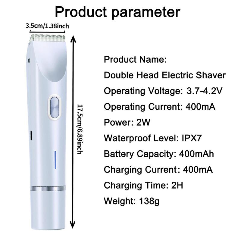 Mother'S Day Gift, Electric Bikini Trimmer, 2 in 1 Body & Facial Hair Removal, Dual-Head Electric Shaver, Waterproof Rechargeable Hair Trimmer, Hair Removal Device, Electric Shaver Women, Women'S Electric Shaver