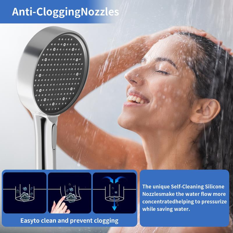 High Pressure Handheld Shower Head with 3 Spray Modes, Adjustable Angle Bracket, Hose, and Water-Activated LED Lights