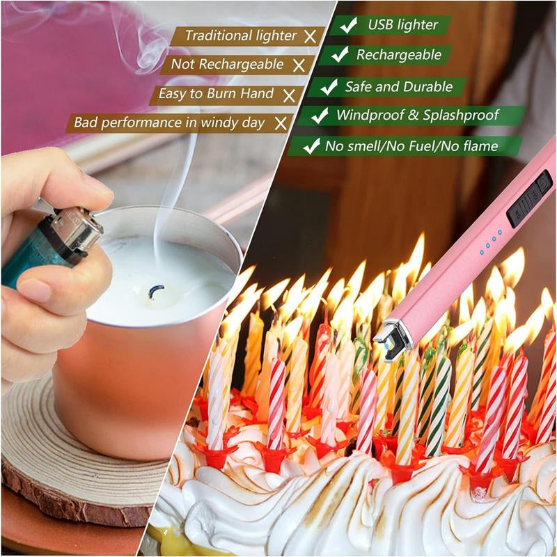 Electric Candle Lighter, Mothers Day Gifts for Mom from Daughter Son, Birthday Gifts for Mom Women Men Wife Sister, Economical Portable Rechargeable USB Arc Windproof Lighters for Candle Camping Kitchen BBQ Daily Use