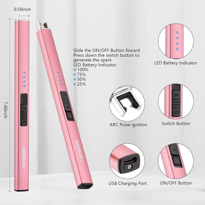 Electric Candle Lighter, Mothers Day Gifts for Mom from Daughter Son, Birthday Gifts for Mom Women Men Wife Sister, Economical Portable Rechargeable USB Arc Windproof Lighters for Candle Camping Kitchen BBQ Daily Use
