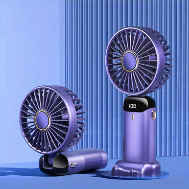 Summer Handheld Fan, Mini Usb Foldable Rechargeable Fan with Digital Display, Universal Gift Battery Powered Desk Fan, Cooling Fan, Birthday Gift