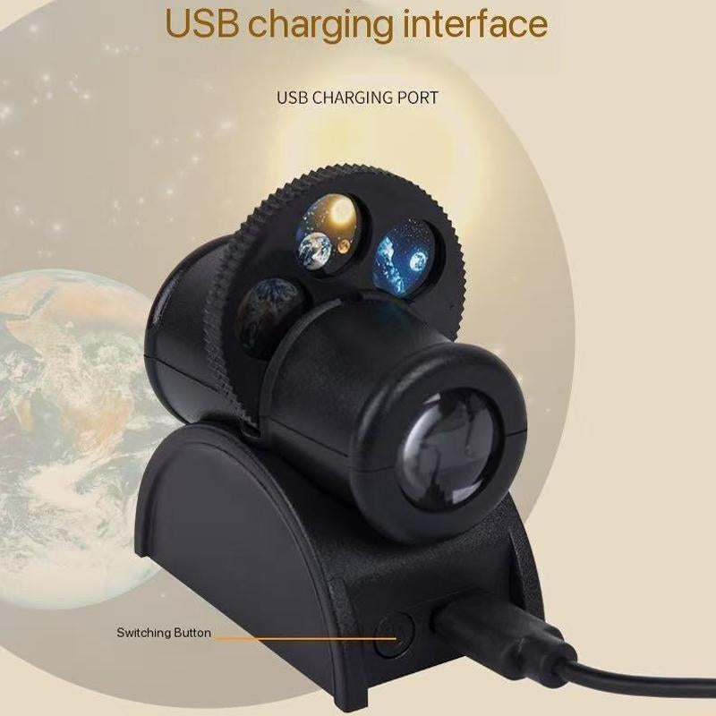 Mini Earth Moon Projector Lamp - Bedside Table Galaxy Projector, LED Starry Sky Projection Lamp,Halloween and Christmas Projection Lights, USB Charging Night Light, Creative Atmosphere Light for Bedroom Parties Gaming Room