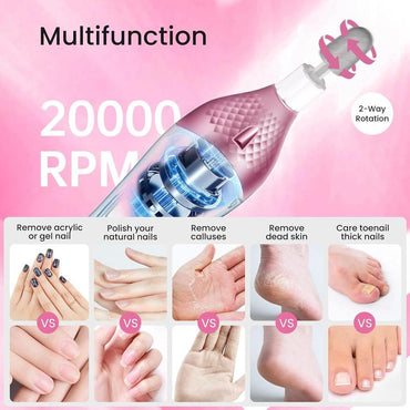 Professional Manicure and Pedicure 68-Piece Set, Cordless Nail Drill, 20,000 RPM, 6 Bits, 4 Speed, Electric Nail File Set, Nail Care Set, Manicure and Pedicure Tools