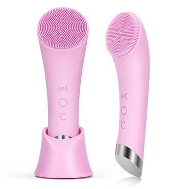 Electric Facial Cleansing Silicone Brush, Heatable Vibrating Face Scrubber with Massage, Silicone Face Scrubber for Women & Men, Electric Facial Cleanser for Deep Cleansing, Gentle Exfoliating