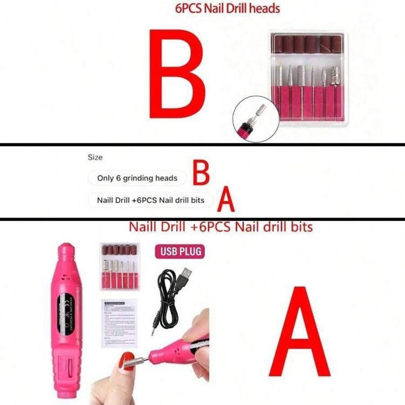 1Set Blue Professional Electric Nail Drill Machine Nail Files Pen Pedicure with Bits Milling Gel Polish Remover Nail Art Manicure Nail Care Compact Color Salon Cutics Handle