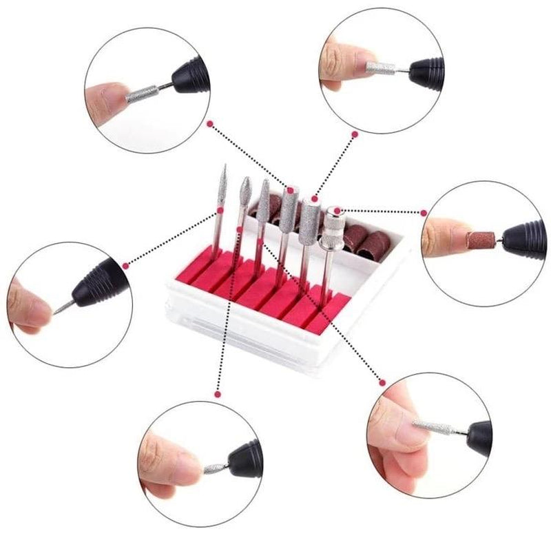 1Set Blue Professional Electric Nail Drill Machine Nail Files Pen Pedicure with Bits Milling Gel Polish Remover Nail Art Manicure Nail Care Compact Color Salon Cutics Handle