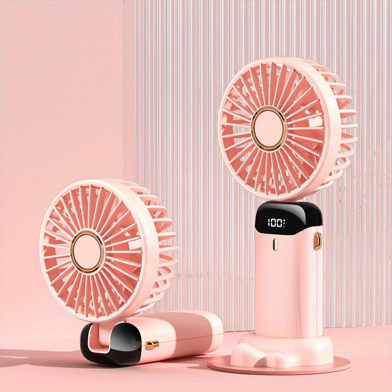 Summer Handheld Fan, Mini Usb Foldable Rechargeable Fan with Digital Display, Universal Gift Battery Powered Desk Fan, Cooling Fan, Birthday Gift