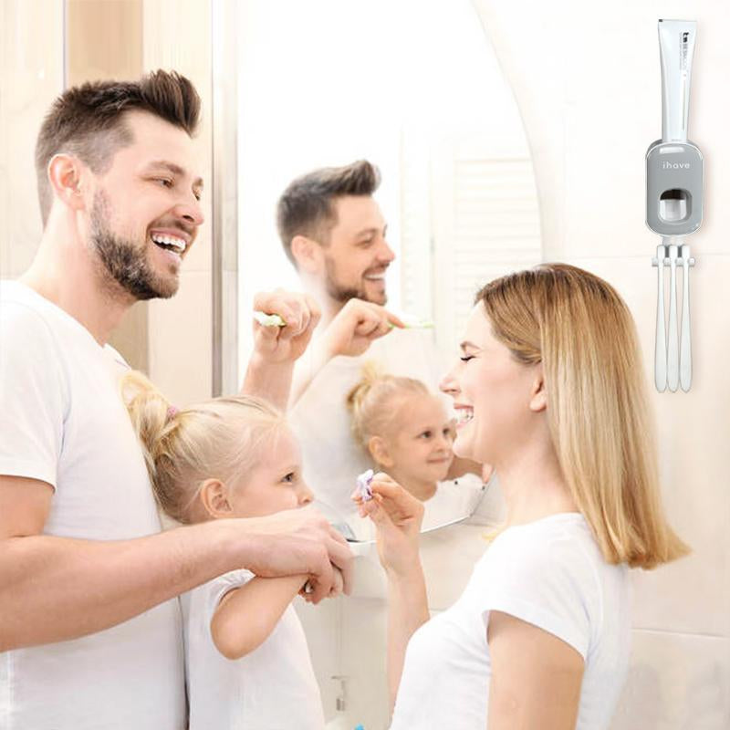1 Piece 2 in 1 Toothbrush Holder & Toothpaste Dispenser, Wall Mounted Automatic Toothpaste Dispenser