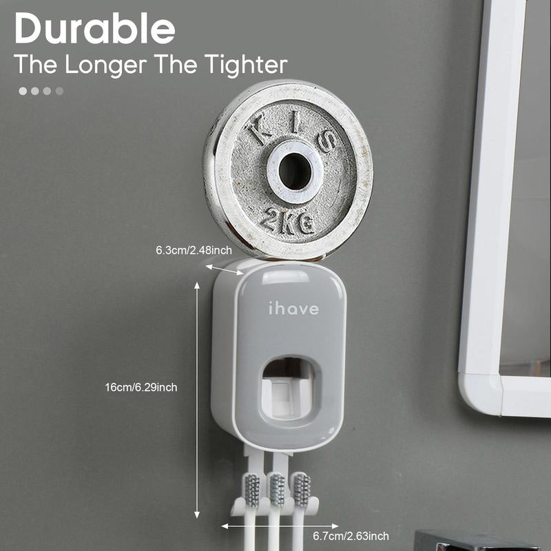 1 Piece 2 in 1 Toothbrush Holder & Toothpaste Dispenser, Wall Mounted Automatic Toothpaste Dispenser