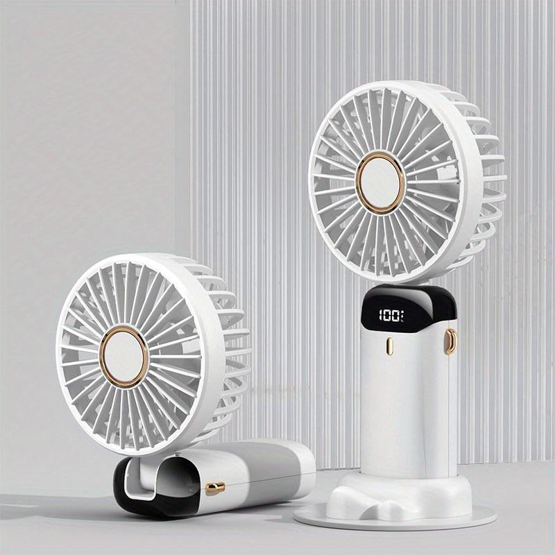 Summer Handheld Fan, Mini Usb Foldable Rechargeable Fan with Digital Display, Universal Gift Battery Powered Desk Fan, Cooling Fan, Birthday Gift