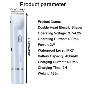 Mother'S Day Gift, Electric Bikini Trimmer, 2 in 1 Body & Facial Hair Removal, Dual-Head Electric Shaver, Waterproof Rechargeable Hair Trimmer, Hair Removal Device, Electric Shaver Women, Women'S Electric Shaver