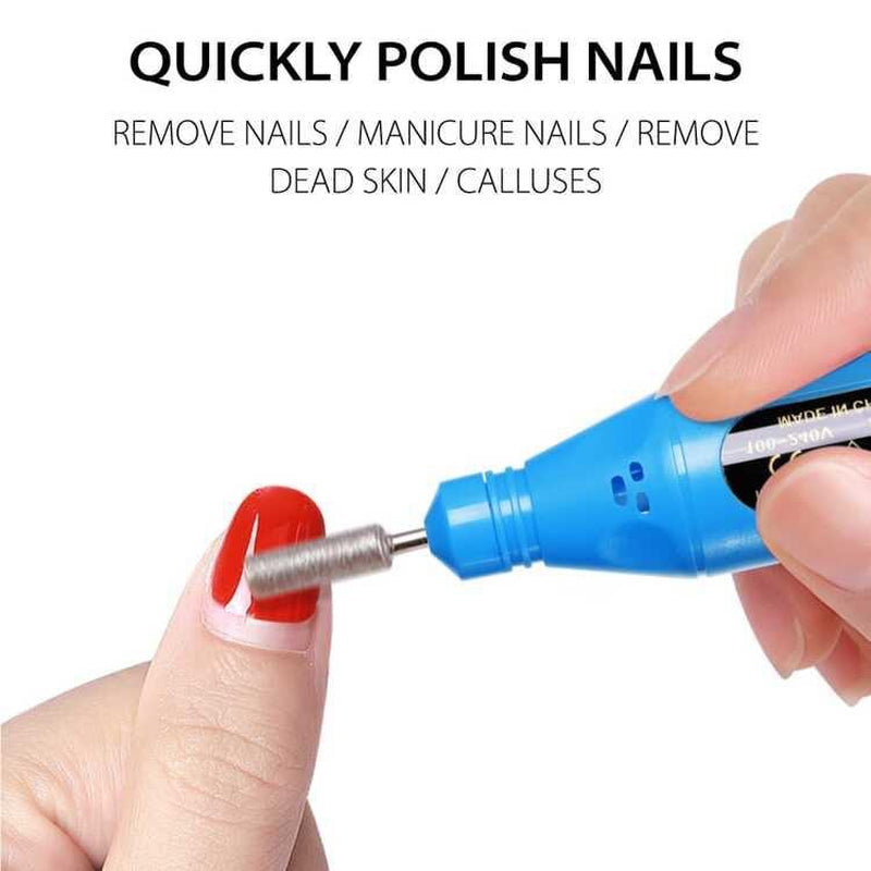 1Set Blue Professional Electric Nail Drill Machine Nail Files Pen Pedicure with Bits Milling Gel Polish Remover Nail Art Manicure Nail Care Compact Color Salon Cutics Handle